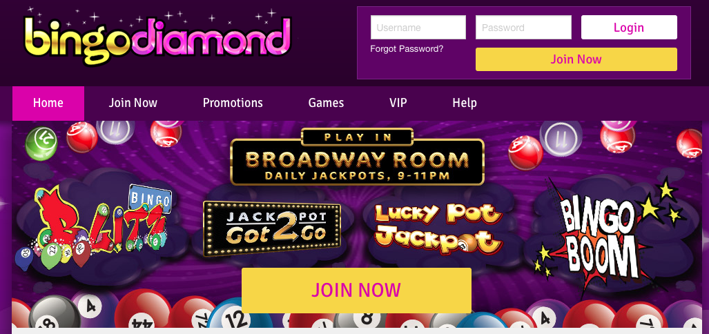 Bingo Diamond cashback homepage