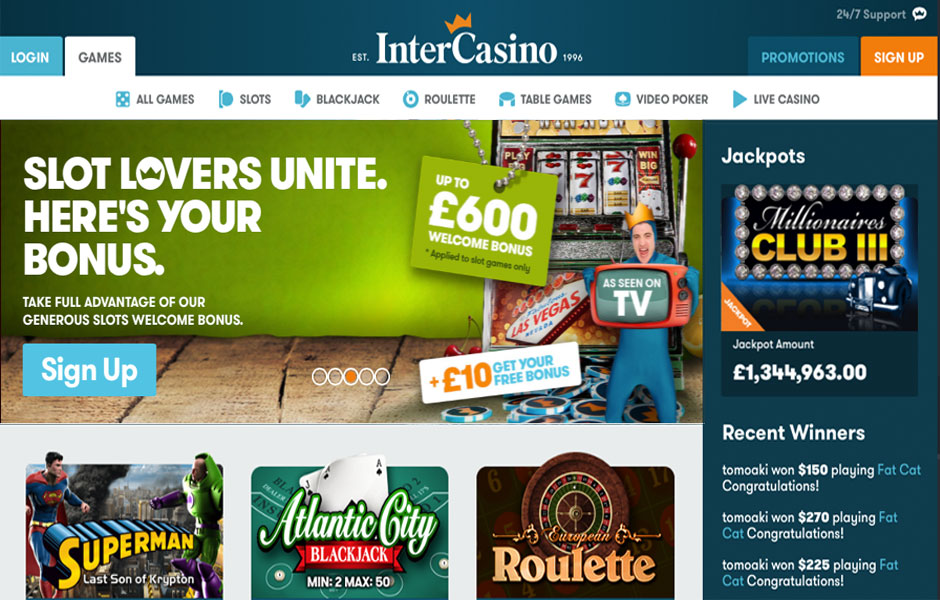inter casino homepage cashback