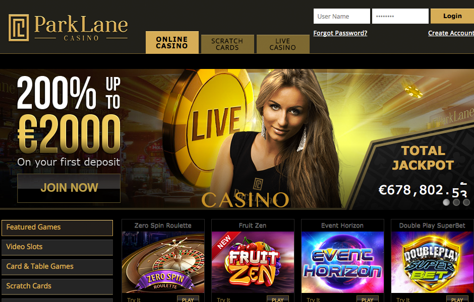 park lane casino homepage