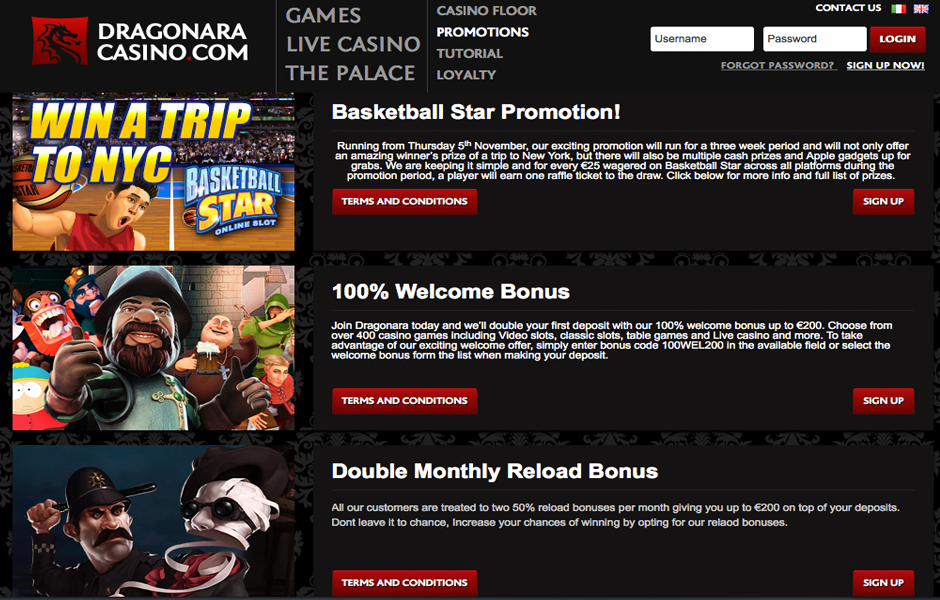 Dragonara casino bonuses