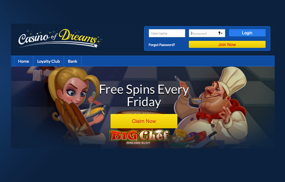 Casino of Dreams homepage