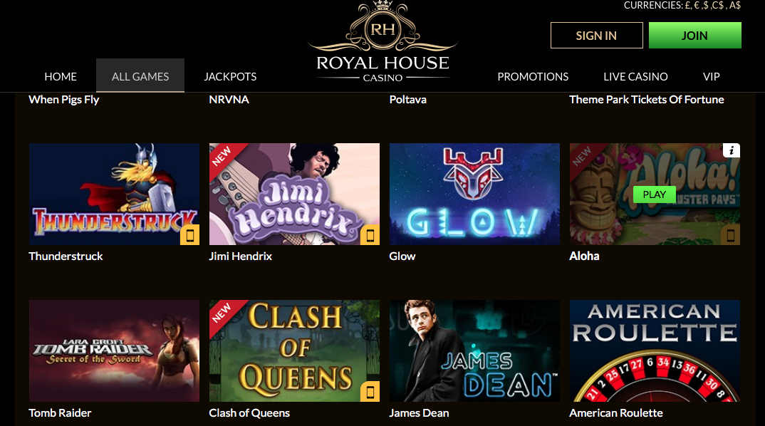 royal house casino games